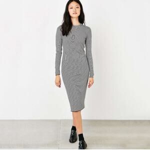 Cheap Monday Repeal Knit Black & White Striped Bodycon Midi Dress size Medium